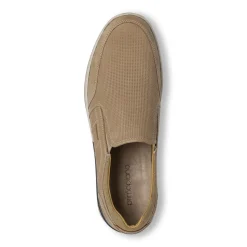 Mocassini estivi da Uomo beige effetto scamosciato in pelle Primopiano
