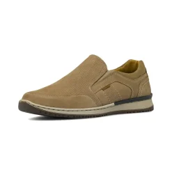 Mocassini estivi da Uomo beige effetto scamosciato in pelle Primopiano