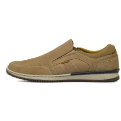 Mocassini estivi da Uomo beige effetto scamosciato in pelle Primopiano