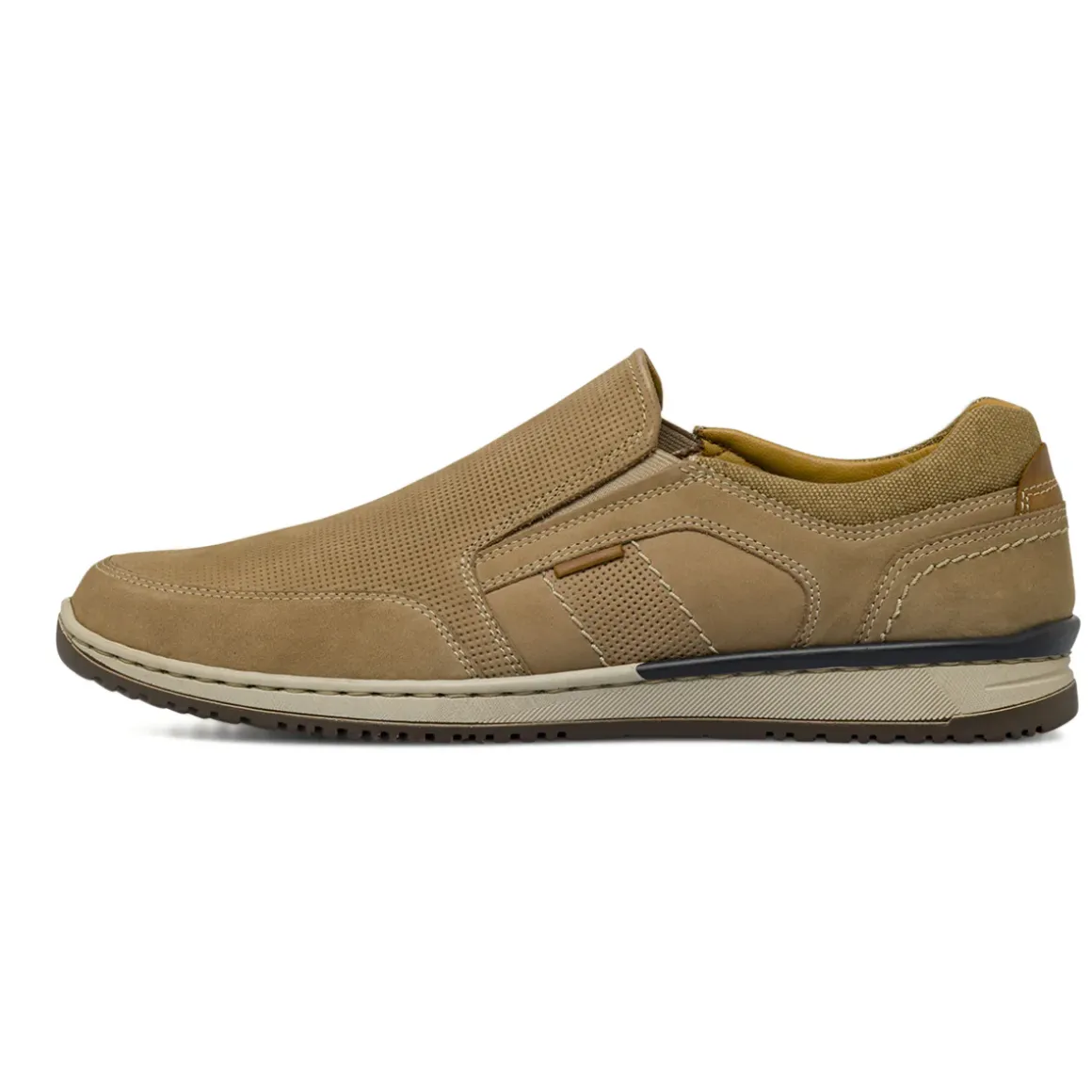 Mocassini estivi da Uomo beige effetto scamosciato in pelle Primopiano