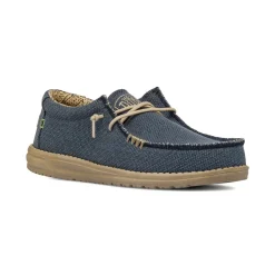 Mocassini leggeri blu da Uomo in tessuto Heydude Wally Braided