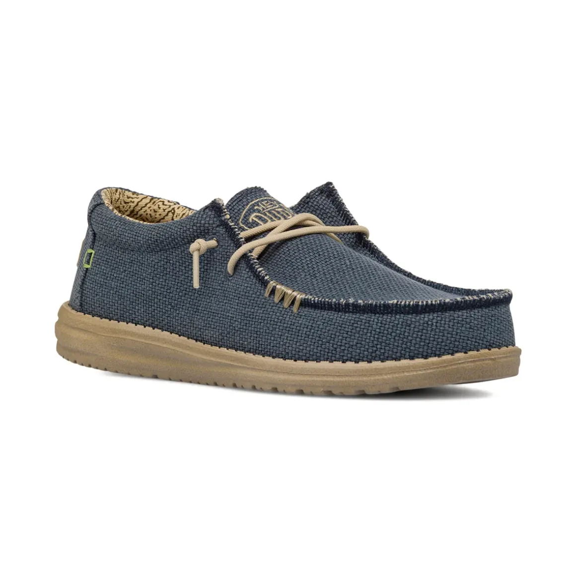 Mocassini leggeri blu da Uomo in tessuto Heydude Wally Braided