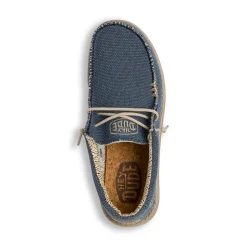 Mocassini leggeri blu da Uomo in tessuto Heydude Wally Braided