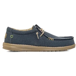 Mocassini leggeri blu da Uomo in tessuto Heydude Wally Braided