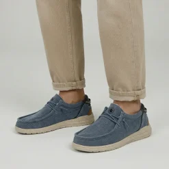 Mocassini leggeri da Uomo in tela blu effetto denim Lumberjack