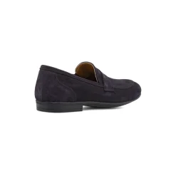 Mocassini loafer blu da Uomo in pellerìeffetto suede Primopiano