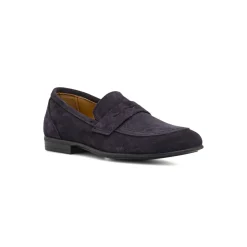 Mocassini loafer blu da Uomo in pellerìeffetto suede Primopiano