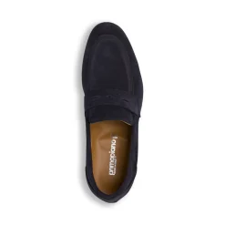 Mocassini loafer blu da Uomo in pellerìeffetto suede Primopiano