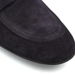 Mocassini loafer blu da Uomo in pellerìeffetto suede Primopiano