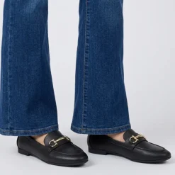 Mocassini loafer da donna neri Lora Ferres con morsetto dorato