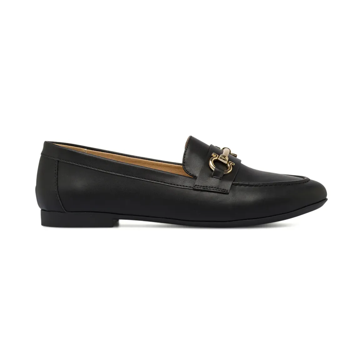 Mocassini loafer da donna neri Lora Ferres con morsetto dorato