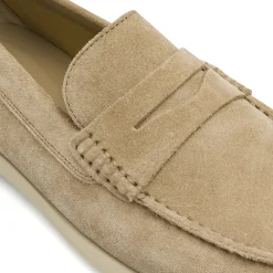 Mocassini loafer da Uomo beige in pelle effetto scamosciato Lumberjack