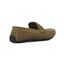 Mocassini Loafer da Uomo beige in Pelle effetto scamosciato Primopiano