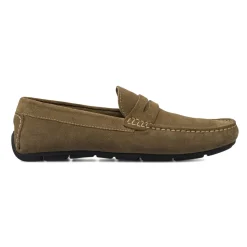 Mocassini Loafer da Uomo beige in Pelle effetto scamosciato Primopiano