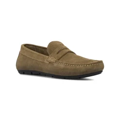 Mocassini Loafer da Uomo beige in Pelle effetto scamosciato Primopiano
