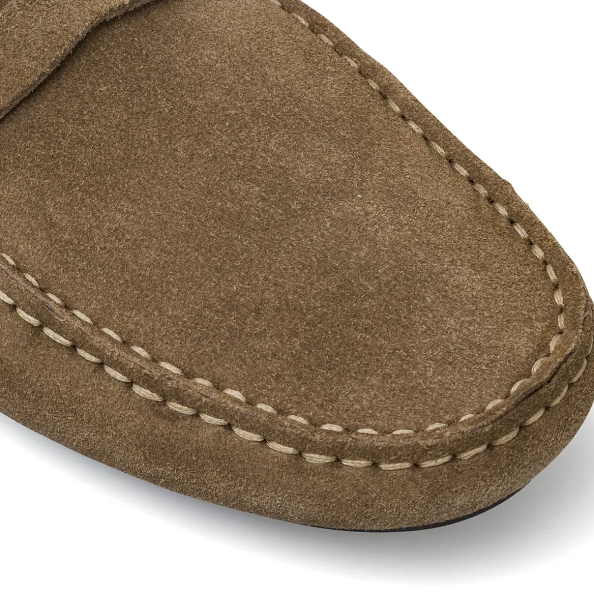 Mocassini Loafer da Uomo beige in Pelle effetto scamosciato Primopiano