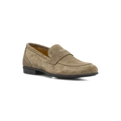 Mocassini loafer da Uomo taupe in pelle effetto scamosciato Primopiano