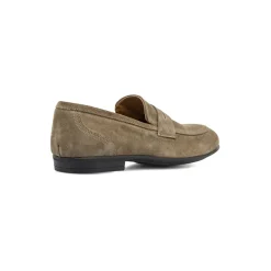 Mocassini loafer da Uomo taupe in pelle effetto scamosciato Primopiano