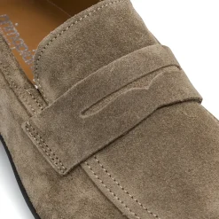Mocassini loafer da Uomo taupe in pelle effetto scamosciato Primopiano