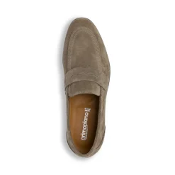 Mocassini loafer da Uomo taupe in pelle effetto scamosciato Primopiano