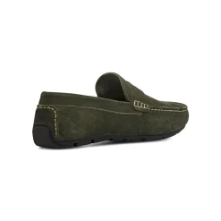 Mocassini loafer verdi da Uomo in pelle effetto scamosciato Primopiano