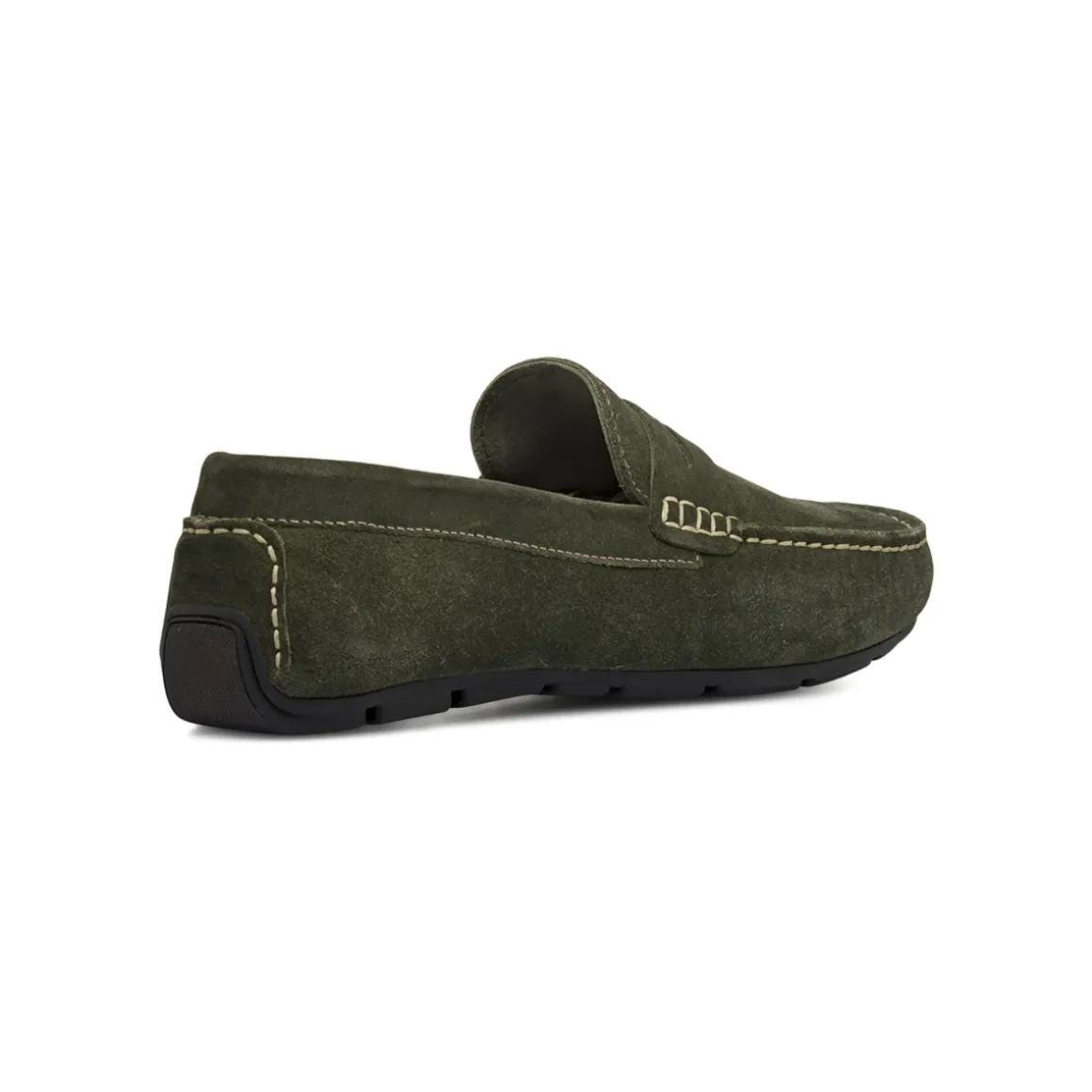 Mocassini loafer verdi da Uomo in pelle effetto scamosciato Primopiano