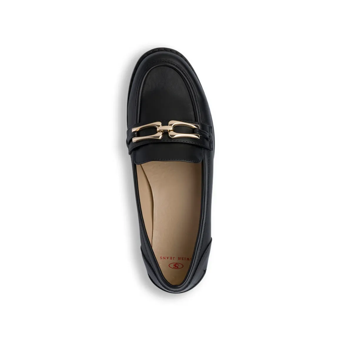 Mocassini neri da donna con morsetto in metallo colore oro Swish Jeans