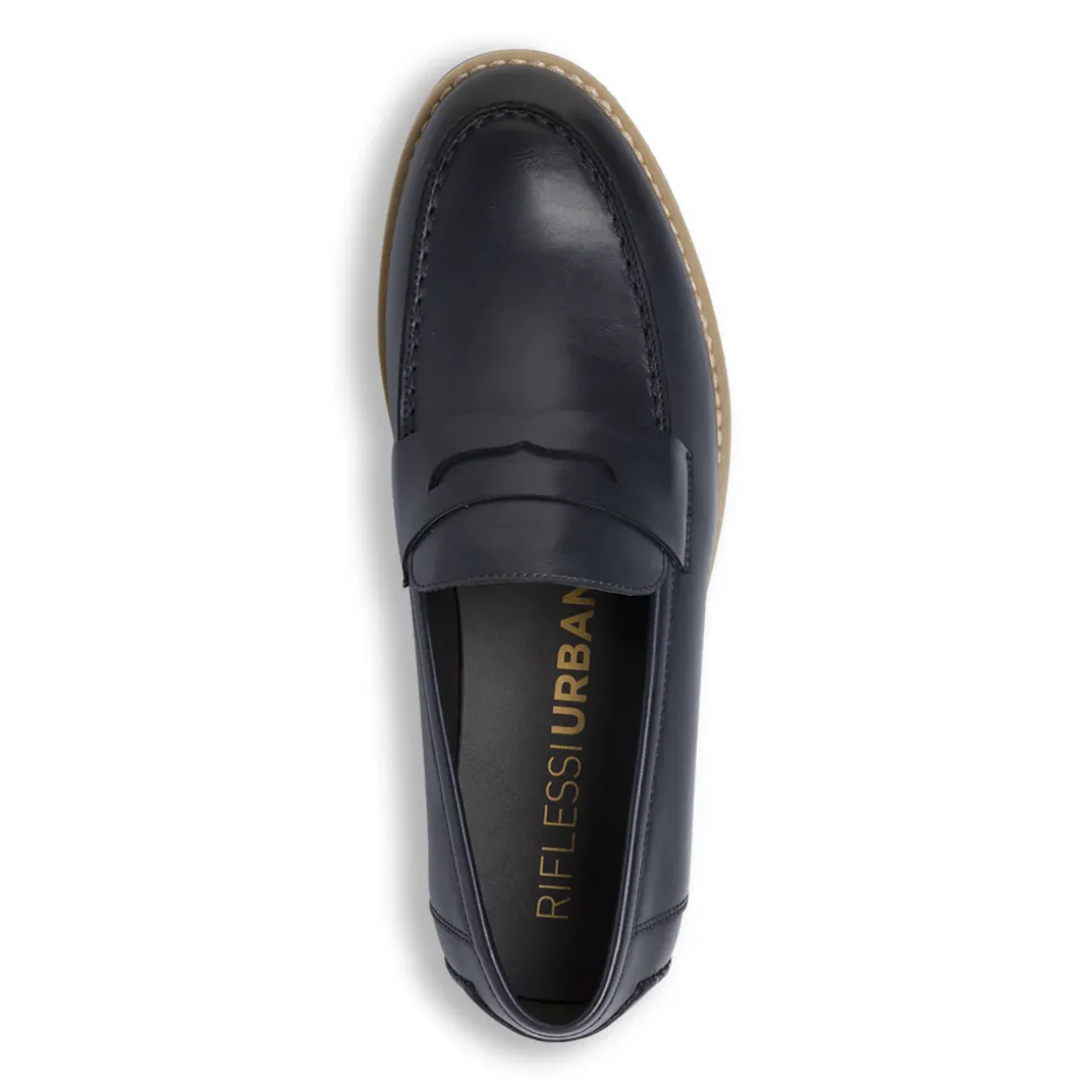 Mocassini Penny Loafer Blu da Uomo con suola blu Riflessi Urbani