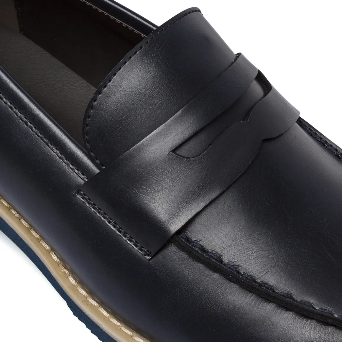 Mocassini Penny Loafer Blu da Uomo con suola blu Riflessi Urbani