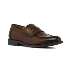 Mocassini Penny Loafer da uomo marroni con cuciture a vista Riflessi Urbani