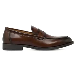 Mocassini Penny Loafer da uomo marroni con cuciture a vista Riflessi Urbani