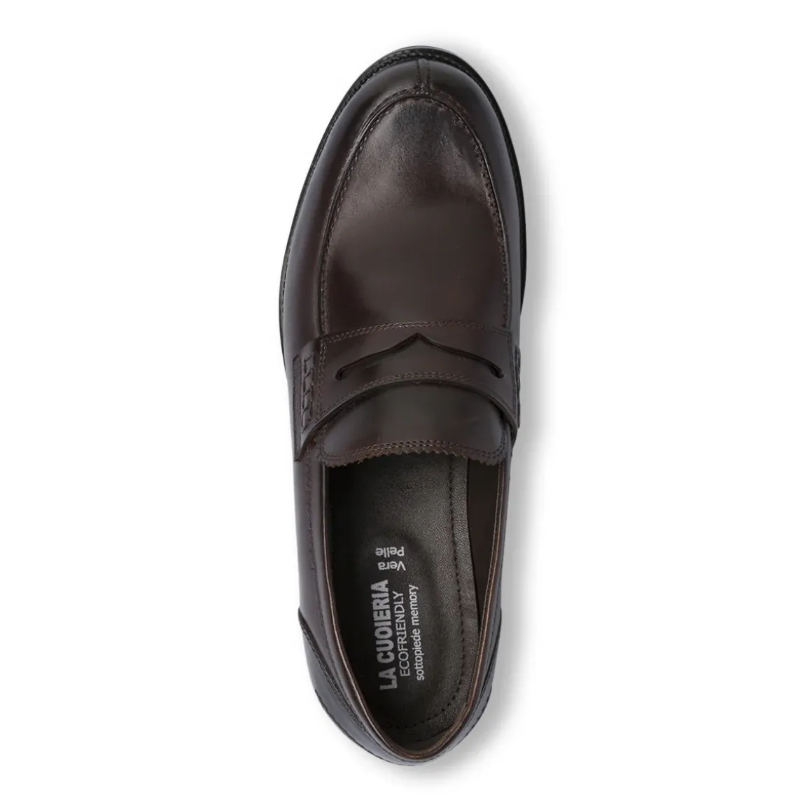 Mocassini Penny Loafer in pelle da uomo marroni La Cuoieria