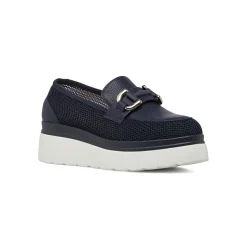 Mocassini platform blu da Donna con morsetto argentato Lora Ferres