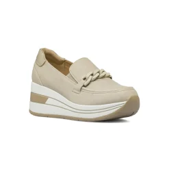 Mocassini Slip-on Beige da Donna effetto scamosciato con catena Lora Ferres