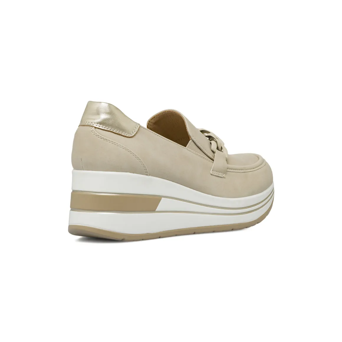 Mocassini Slip-on Beige da Donna effetto scamosciato con catena Lora Ferres