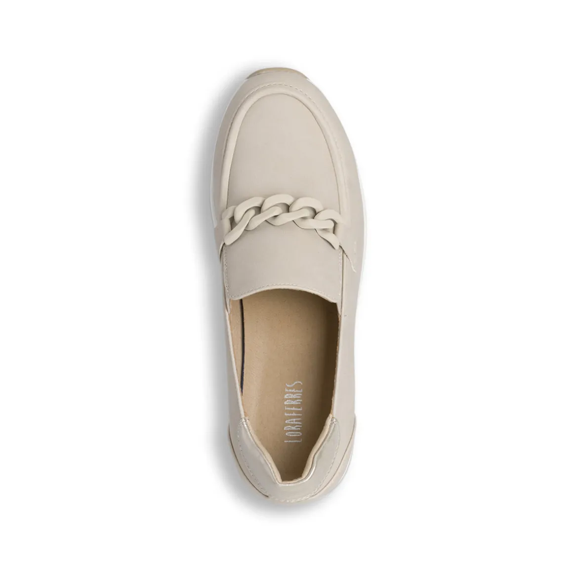 Mocassini Slip-on Beige da Donna effetto scamosciato con catena Lora Ferres