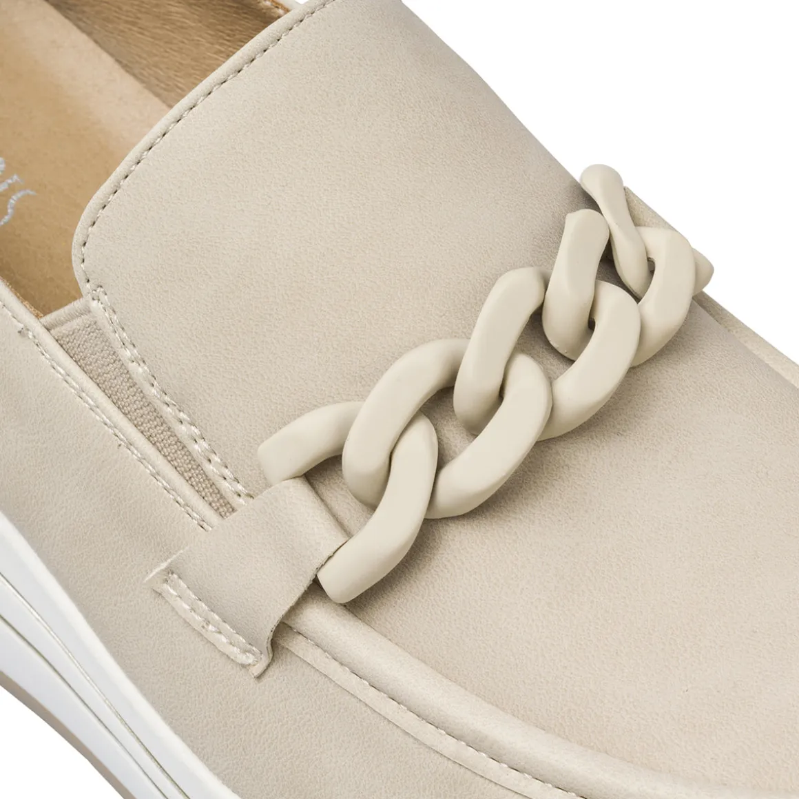 Mocassini Slip-on Beige da Donna effetto scamosciato con catena Lora Ferres