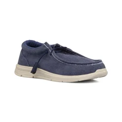Mocassini Slip-on Blu navy in tessuto effetto Jeans da Uomo Jog