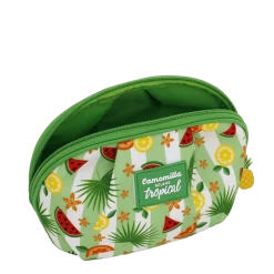 Necessaire da viaggio verde con stampa tropicale Camomilla Milano