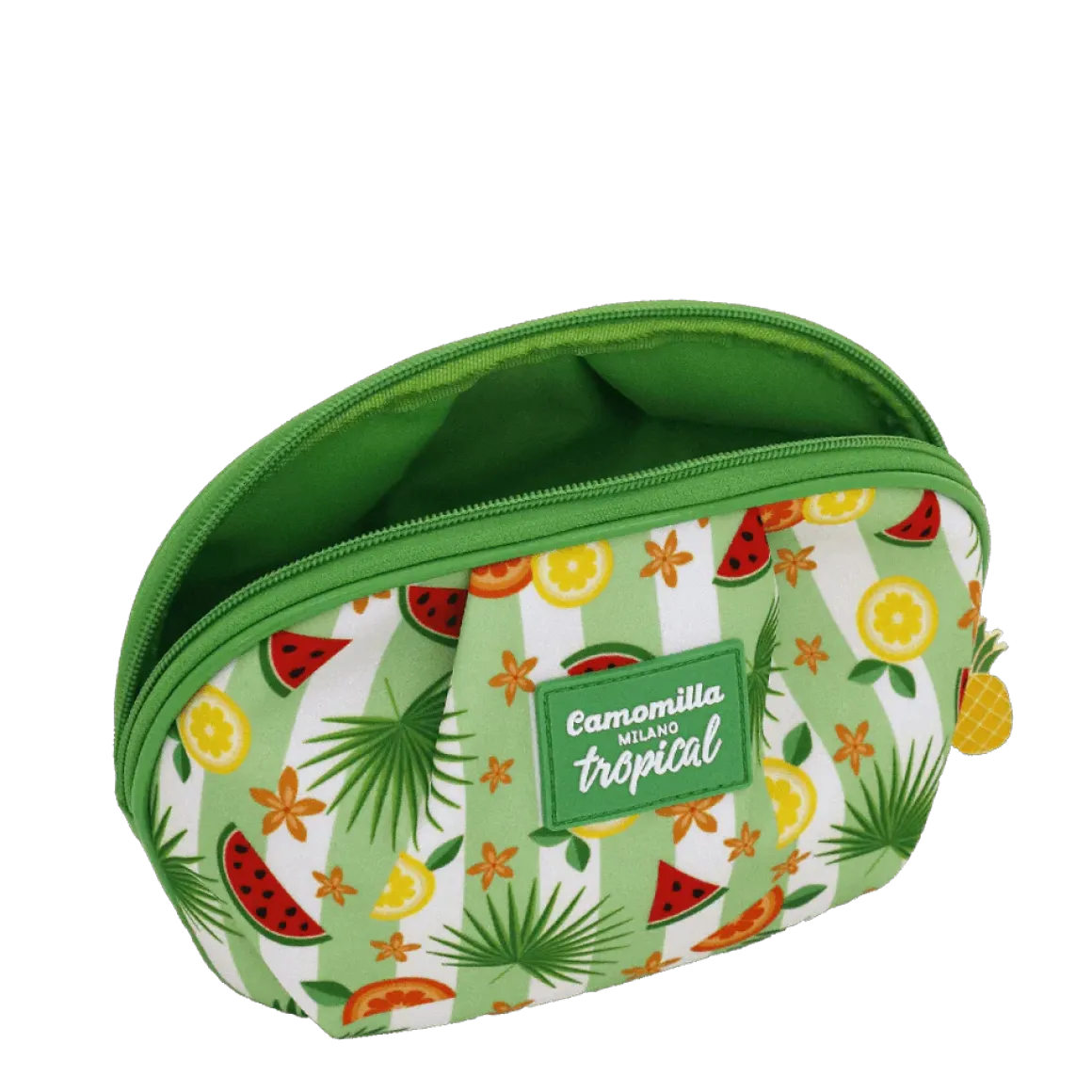Necessaire da viaggio verde con stampa tropicale Camomilla Milano
