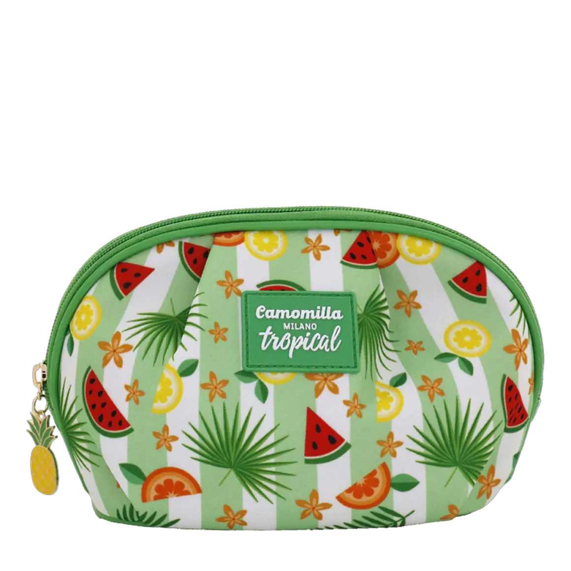 Necessaire da viaggio verde con stampa tropicale Camomilla Milano
