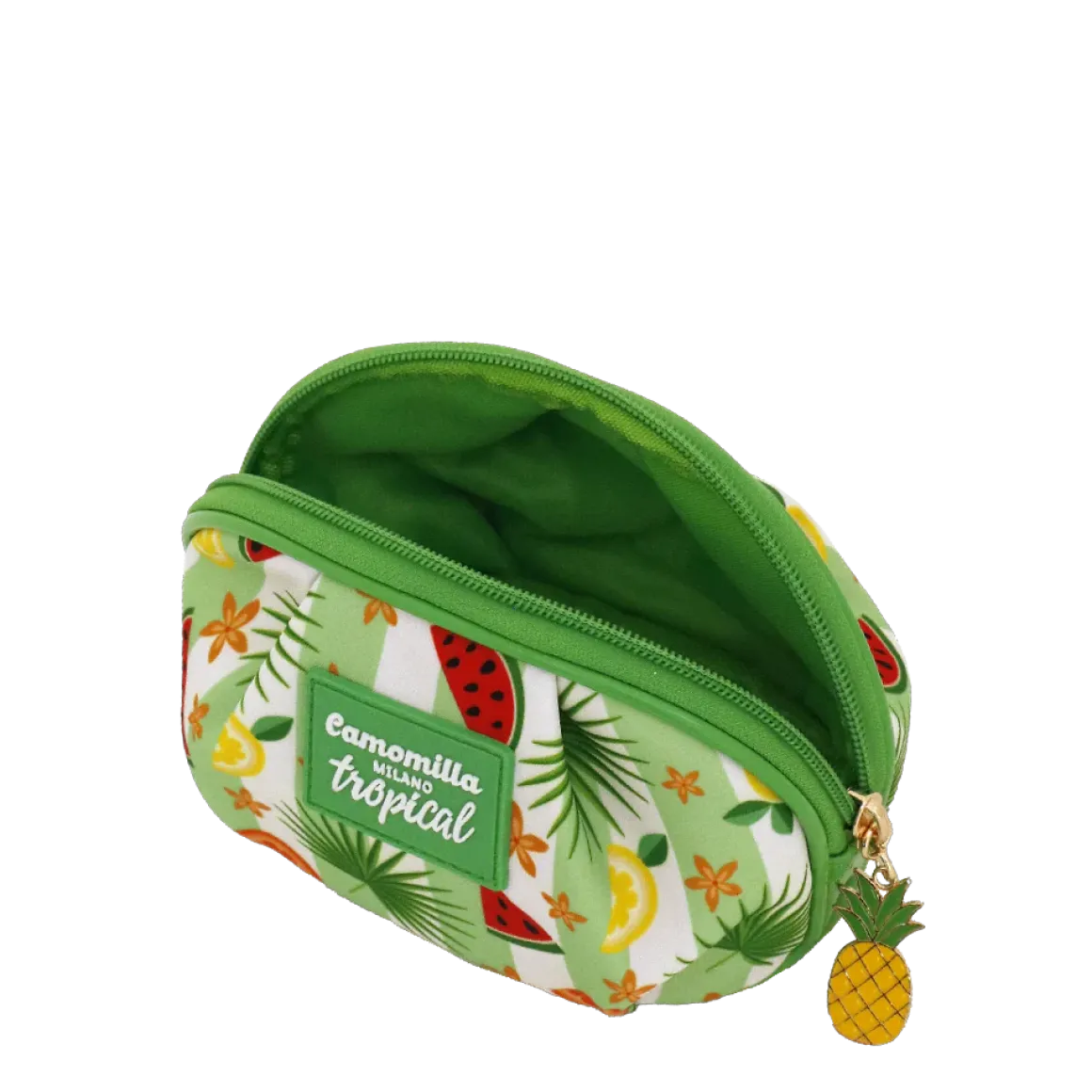 Necessaire verde con stampa tropicale e charm ananas Camomilla Milano