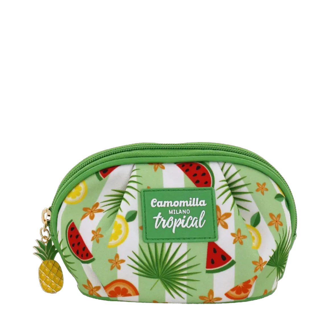 Necessaire verde con stampa tropicale e charm ananas Camomilla Milano