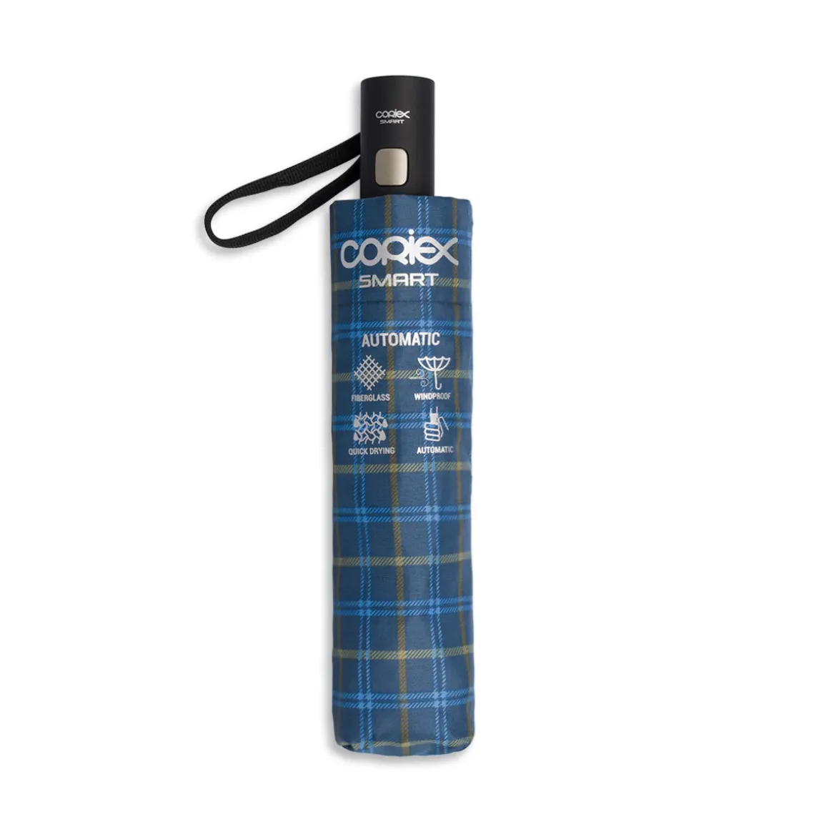 Ombrello automatico blu a quadri Unisex Coriex Smart