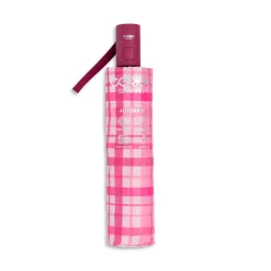 Ombrello automatico Unisex rosa a quadri Coriex Smart