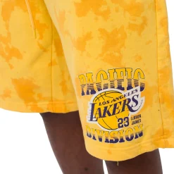 Pantaloncini corti sportivi da Uomo Gialli con stampa LA Lakers e Lebron James NBA