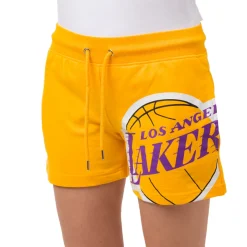 Pantaloncini corti sportivi da Donna giallo ocra con stampa LA Lakers NBA