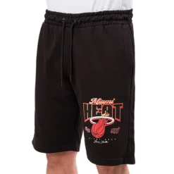 Pantaloncini shorts sportivi neri da Uomo con logo NBA Miami Heat