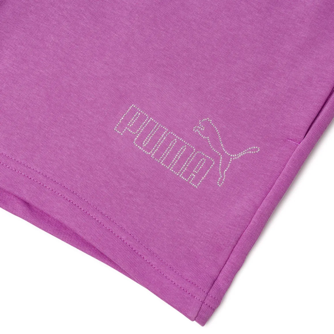 Pantaloncini sportivi viola da Donna con logo strass Puma ESS