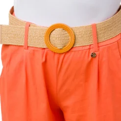 Pantaloni arancioni da Donna in cotone con cintura effetto rafia Swish Jeans